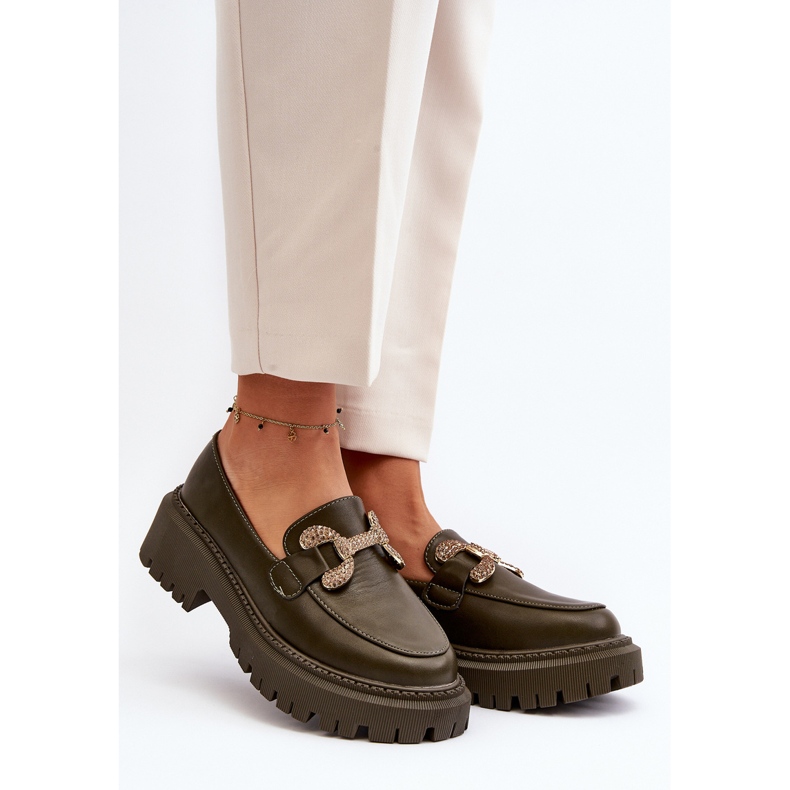 Mocasini De Dama Cu Decorat, Verde Inchis Gargi 2