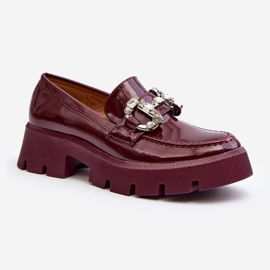 Mocasini Dama Piele Lacuita Cu Decorat, Bordeaux Arsaba roșu 1 Mocasini Dama Piele Lacuita Cu Decorat, Bordeaux Arsaba roșu 1