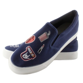 Pantofi slip-on cu broderie NB102P Albastru Inchis albastru marin 3