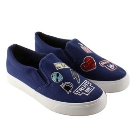 Pantofi slip-on cu broderie NB102P Albastru Inchis albastru marin 5