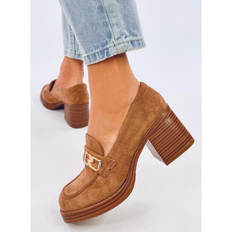 Mocasini Corinai maro cu toc inalt bej 2 Mocasini Corinai maro cu toc inalt bej 2