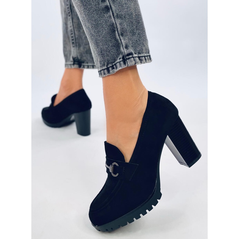 Mocasini negri cu toc Desira negru 2