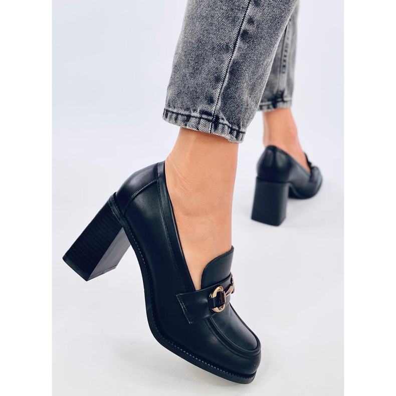 Varvai Mocasini negri cu toc negru 2