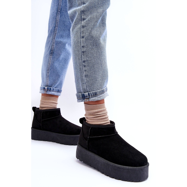 Cizme de zăpadă din piele de căprioară pentru femei negre negru 5