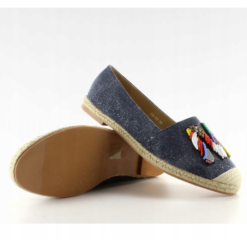 Espadrile cu margele colorate H8-58 D Blue albastru 1
