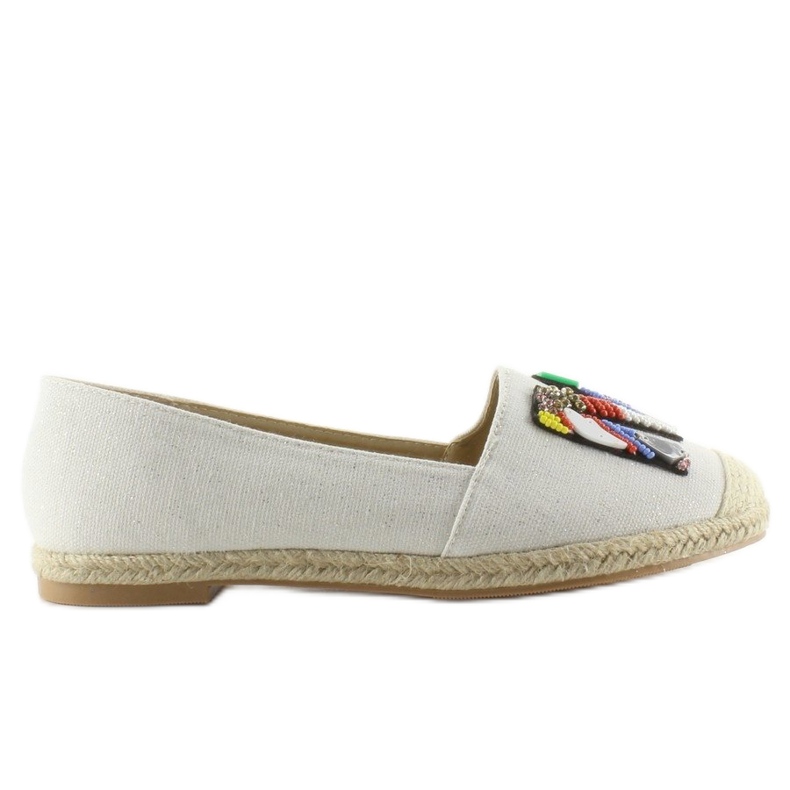 Espadrile cu margele albe colorate H8-58 1