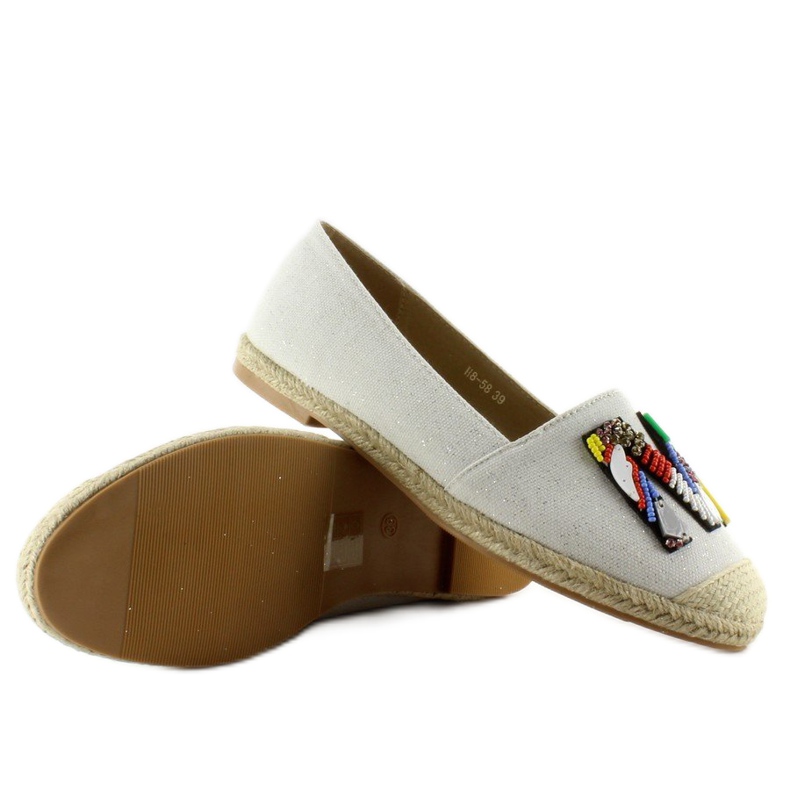 Espadrile cu margele albe colorate H8-58 2