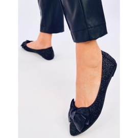 Balerini eleganti cu sclipici Betzi Black negru 2