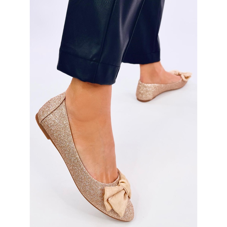Balerini eleganti cu sclipici Betzi Champagne de aur 2