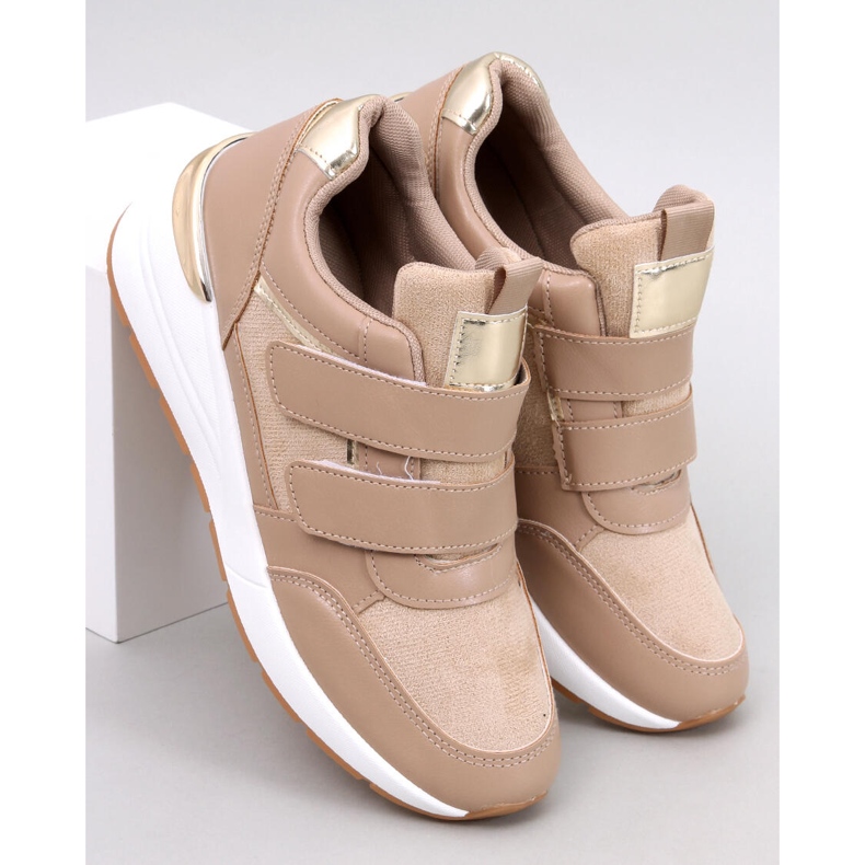 Tenisi Moulton Khaki cu pană cu velcro bej 1 Tenisi Moulton Khaki cu pană cu velcro bej 1