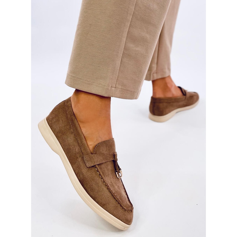 Mocasini Robins Khaki din piele intoarsa moale maro 2