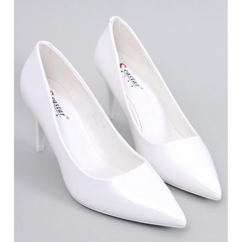 Pompe stiletto lăcuite Charlotte White alb 1