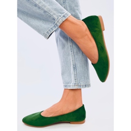 Balerini cu branț din piele Keys Green verde 1