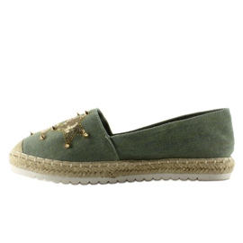 Espadrile din pânză cu știfturi CV-353 Green verde 1 Espadrile din pânză cu știfturi CV-353 Green verde 1