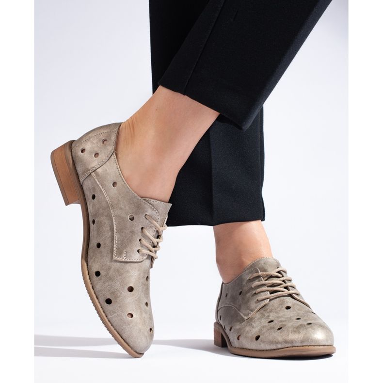 Daszyński pantofi de damă ajurati aurii de aur 1