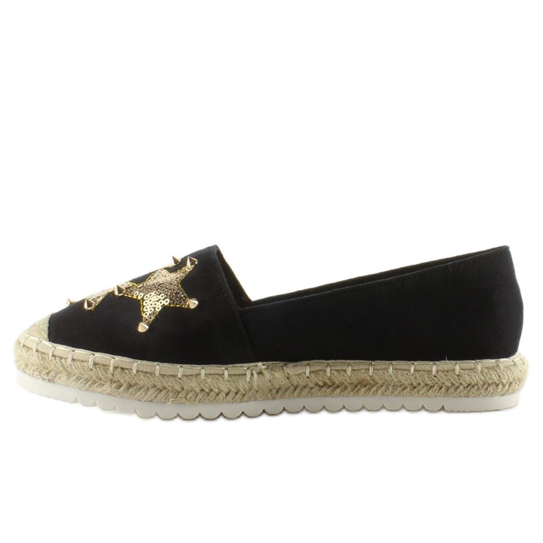 Espadrile din pânză cu știfturi CV-353 Black negru 1