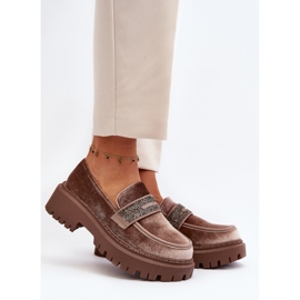 Mocasini De Dama Velour Cu Decorat, Maro Wendreda 2
