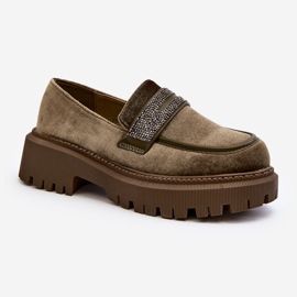Mocasini De Dama Velour Cu Decorat, Verde Inchis Wendreda 1