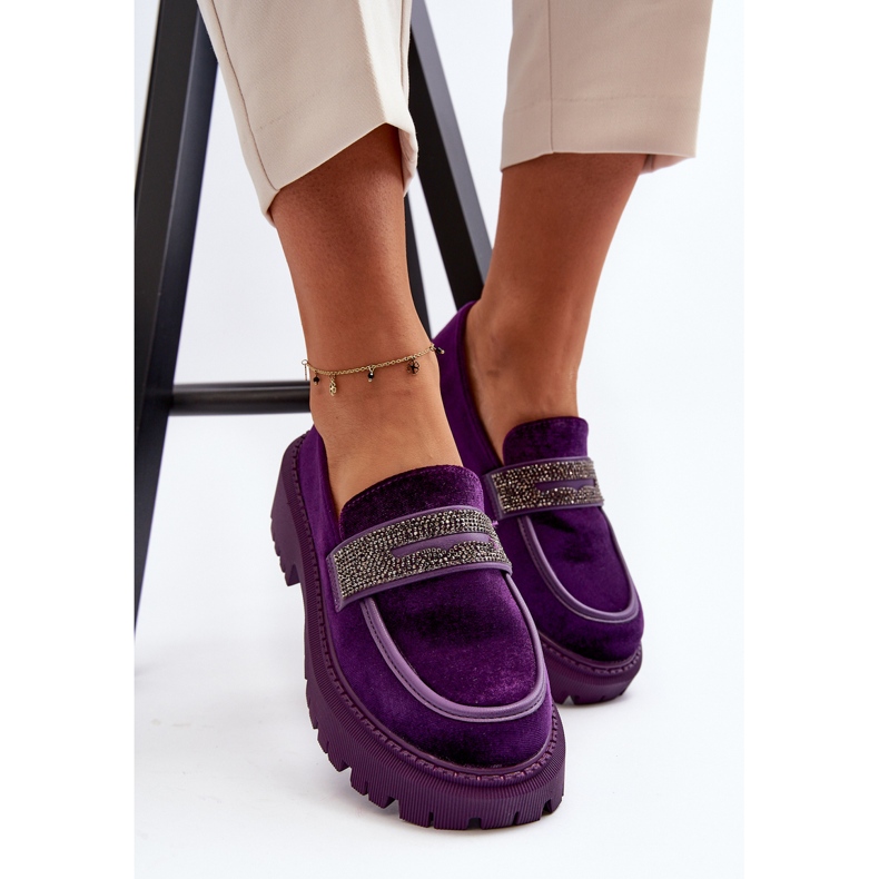 Mocasini De Dama Velours Cu Decorat, Mov Wendreda violet 1 Mocasini De Dama Velours Cu Decorat, Mov Wendreda violet 1