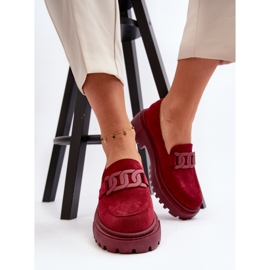 Mocasini de damă cu lanț, burgundy Mevre roșu 1 Mocasini de damă cu lanț, burgundy Mevre roșu 1