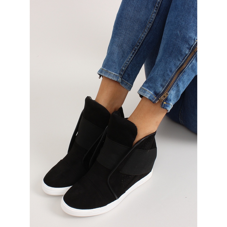 Adidași cu elastice largi negre negru 2