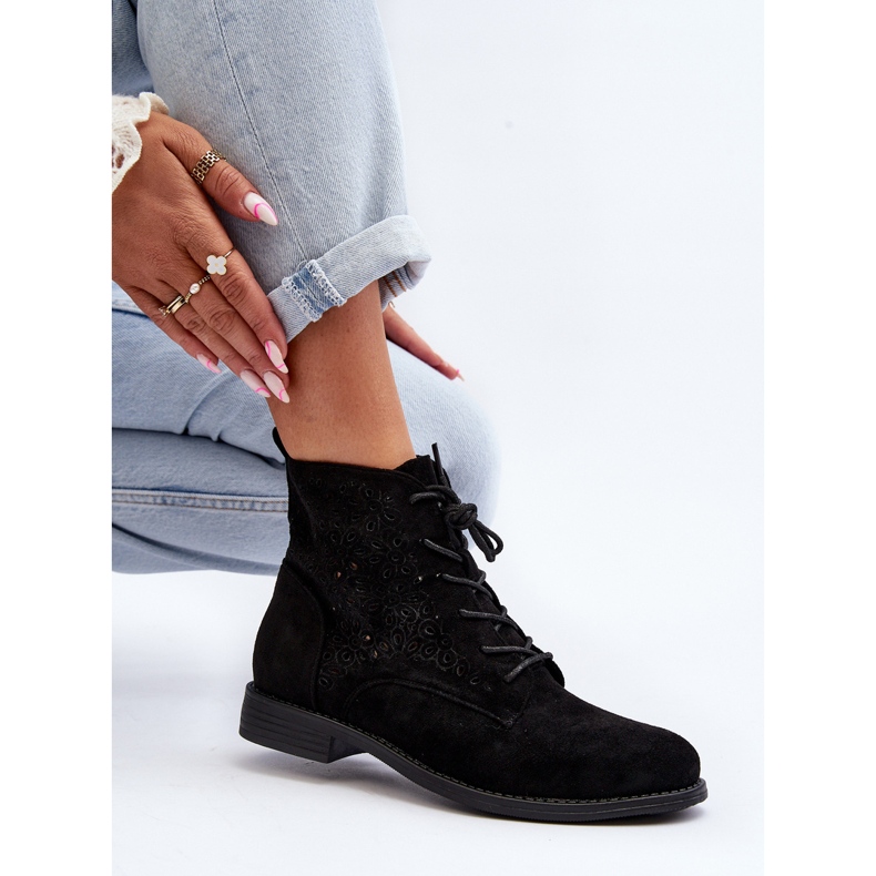 S.barski HY66-136 Botine Dama Cu Model, Negru 1