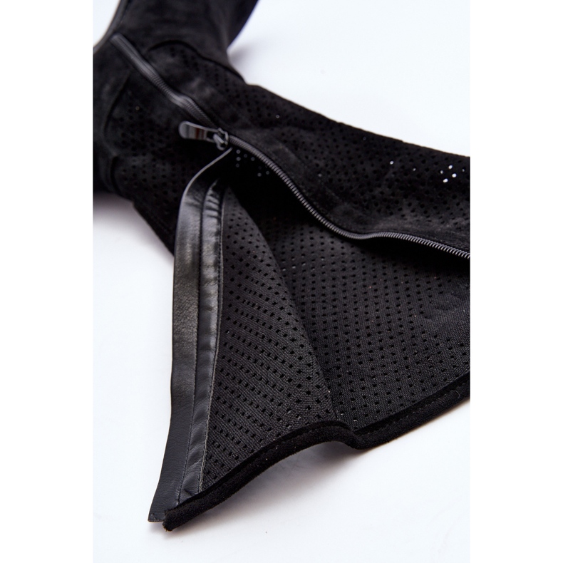 S.barski HY66-139 Cizme ajurate pentru damă, negre negru 1