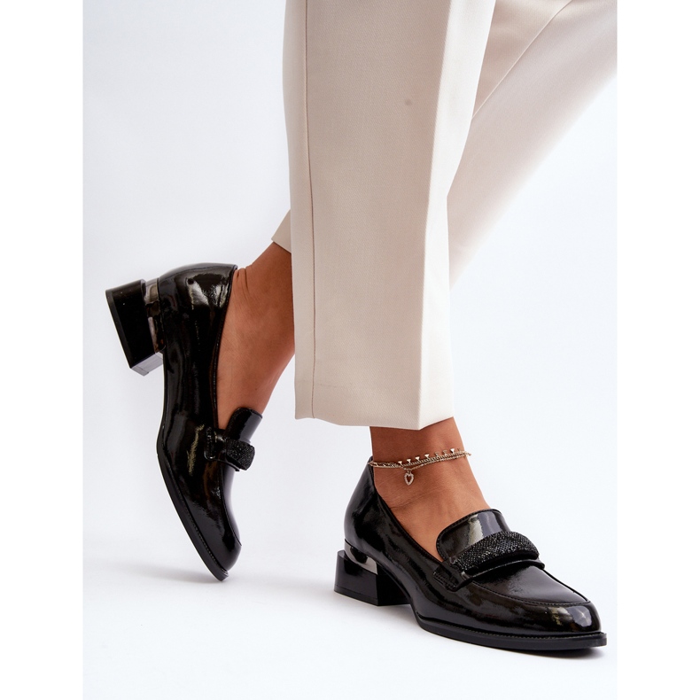 Vinceza Pantofi de damă cu toc joasă patentați, Marilni negri negru 2 Vinceza Pantofi de damă cu toc joasă patentați, Marilni negri negru 2