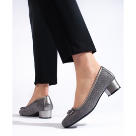 Daszyński pantofi cu toc joasă ajurat gri 2 Daszyński pantofi cu toc joasă ajurat gri 2