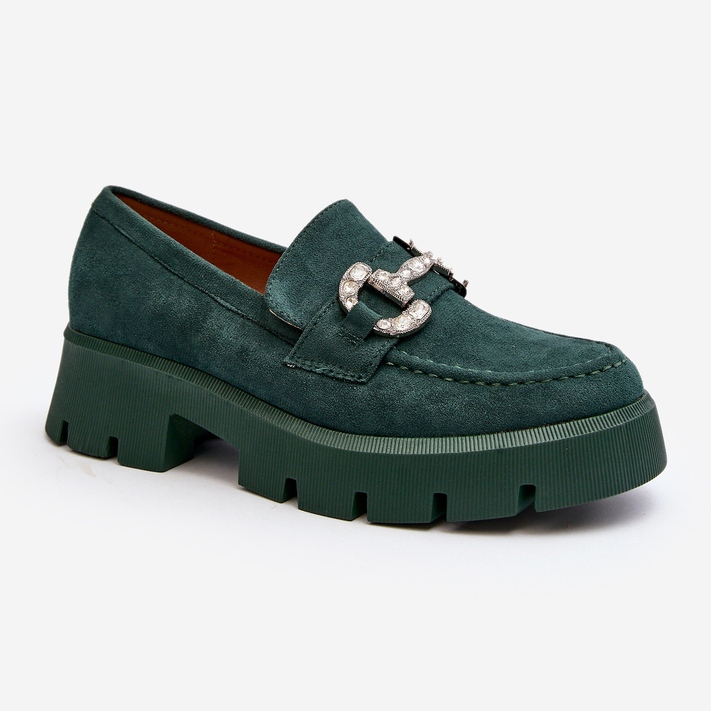Mocasini De Dama Cu Decorat, Verde Ellise 1