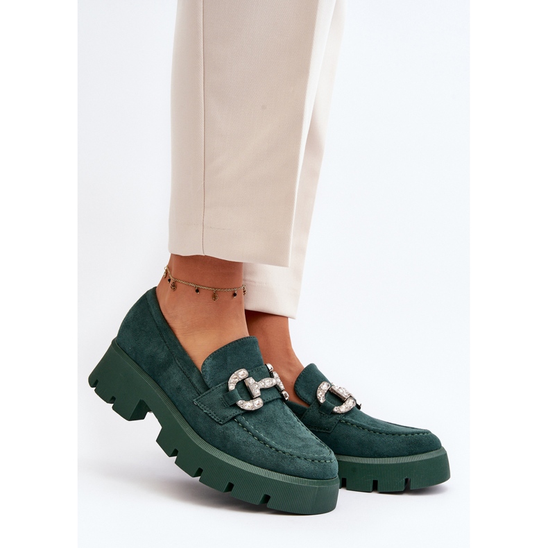 Mocasini De Dama Cu Decorat, Verde Ellise 2