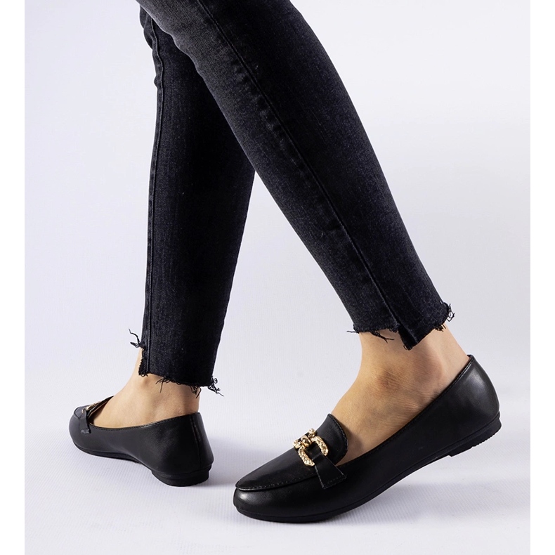 Mocasini negri cu cataramă Sovera negru 1