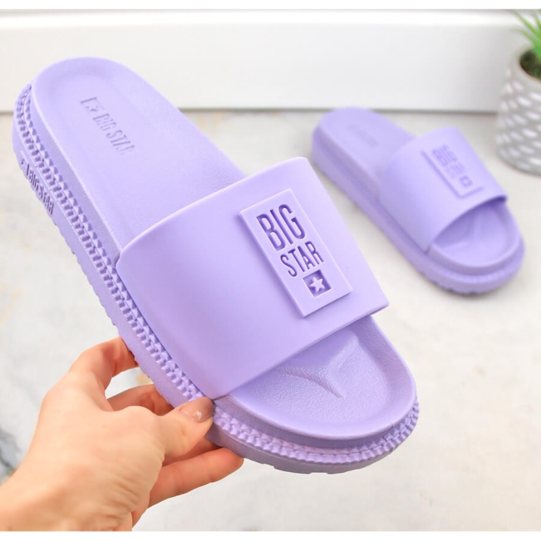 Flip-flops de damă mov cu platformă Big Star LL274426 violet 1
