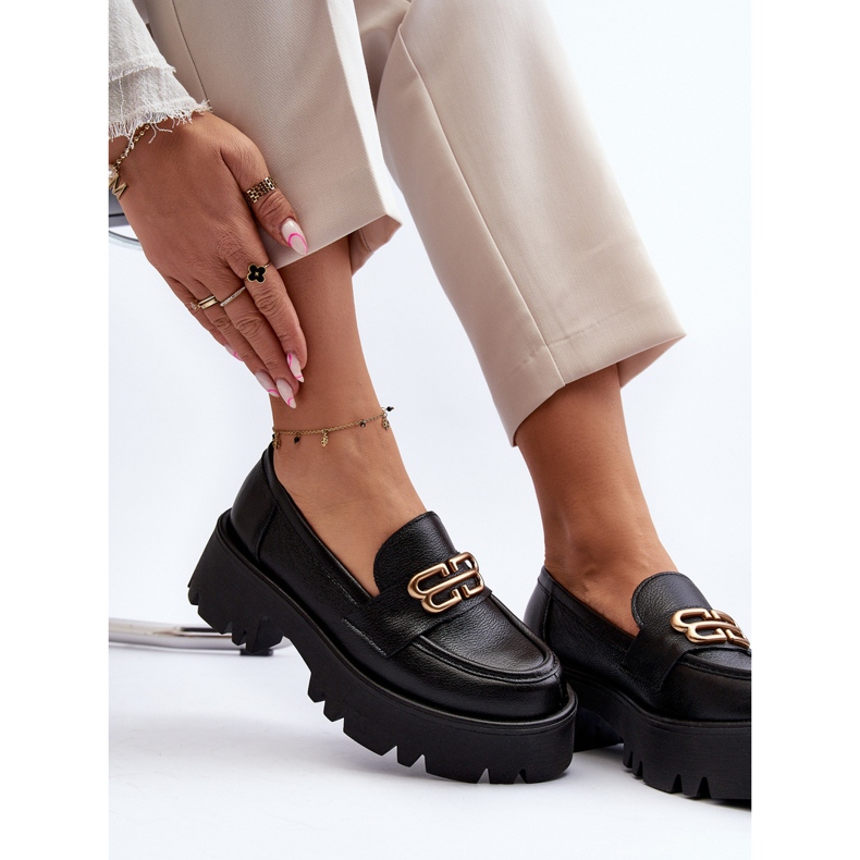 Mocasini Zazoo 20164 pentru dama din piele naturala, negru 2