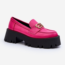 Mocasini Zazoo 20164 pentru dama din piele naturala fucsia roz 2
