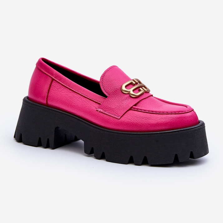 Mocasini Zazoo 20164 pentru dama din piele naturala fucsia roz 2
