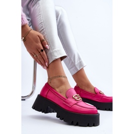 Mocasini Zazoo 20164 pentru dama din piele naturala fucsia roz 1