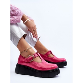 Zazoo 20102 Pantofi la modă patentați pe o platformă fucsia masivă roz 1