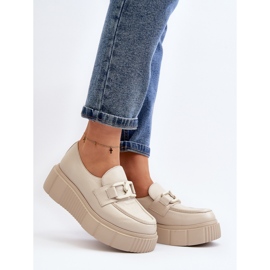 Zazoo 20101 Pantofi la modă din piele cu platformă, bej deschis 2