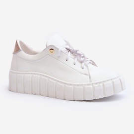 Zazoo 2919 Pantofi de damă din piele cu talpă groasă, alb 1