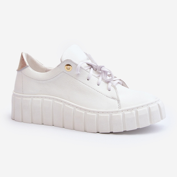 Zazoo 2919 Pantofi de damă din piele cu talpă groasă, alb 1