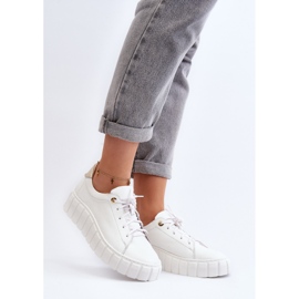 Zazoo 2919 Pantofi de damă din piele cu talpă groasă, alb 2