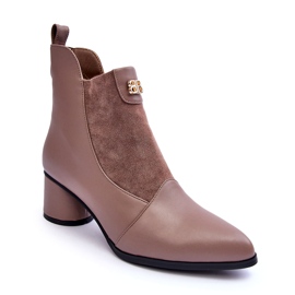 S.Barski Tocuri înalte din piele bej 1