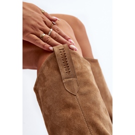 Cizme de cowboy din piele intoarsa pentru dama Zazoo 3427, bej 2