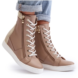 Pantofi pană din piele Zazoo 3081, bej 11