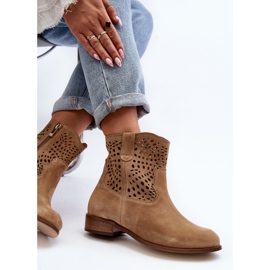 Botine de damă ajurate Lewski Shoes 3301/2 Bej 1