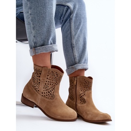 Botine de damă ajurate Lewski Shoes 3301/2 Bej 2