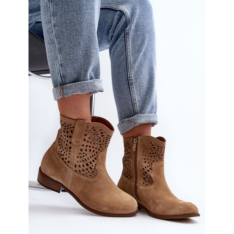 Botine de damă ajurate Lewski Shoes 3301/2 Bej 2