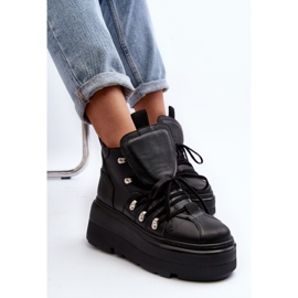 Pantofi sport pentru femei Zazoo 3416 din piele negri negru 2