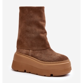 Botine pentru femei Zazoo 3410 din piele intoarsa pe o platforma masiva camel maro 1 Botine pentru femei Zazoo 3410 din piele intoarsa pe o platforma masiva camel maro 1